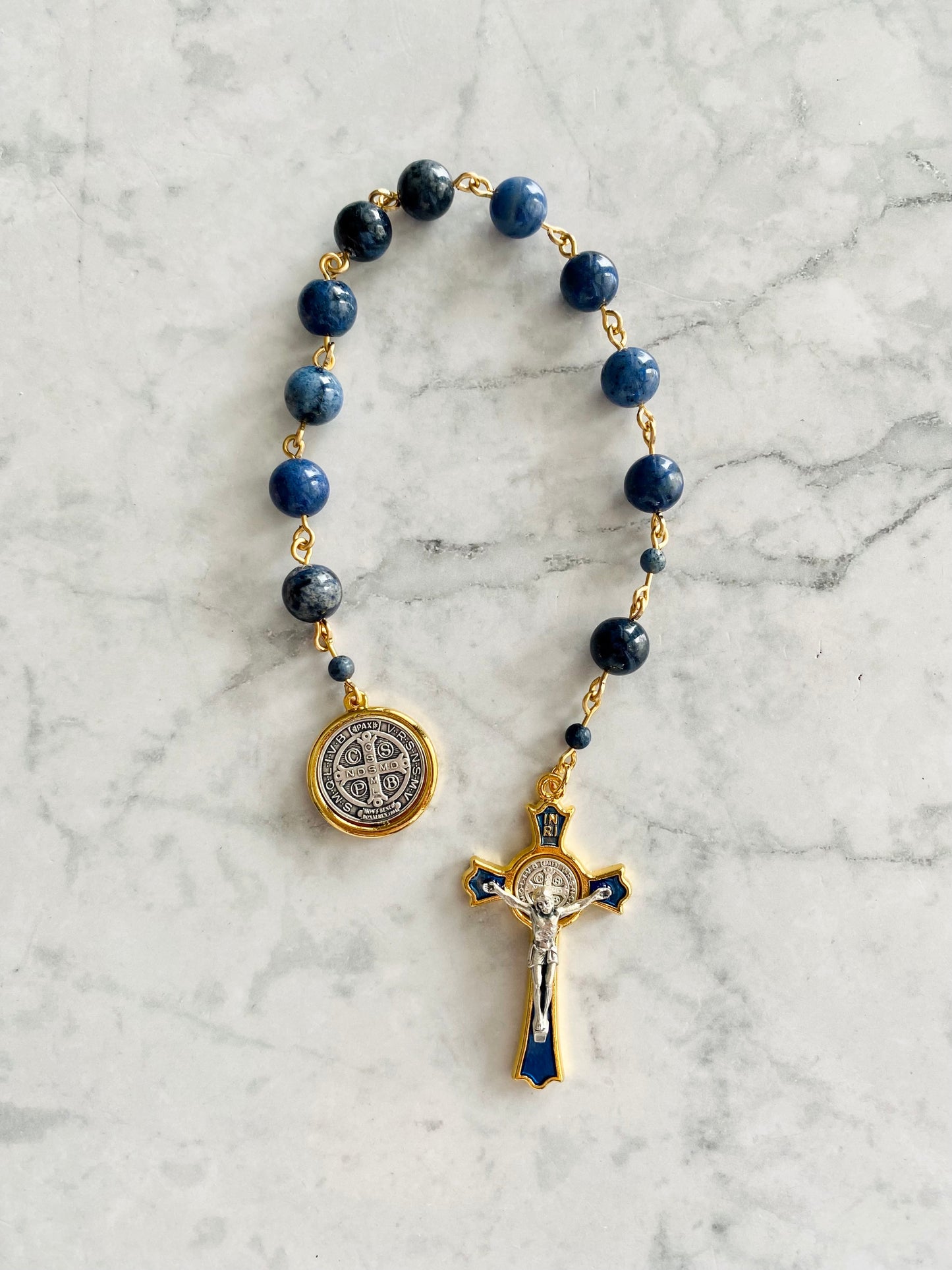 Cobalt & Gold Dumortierite "Guardian" Pocket Rosary