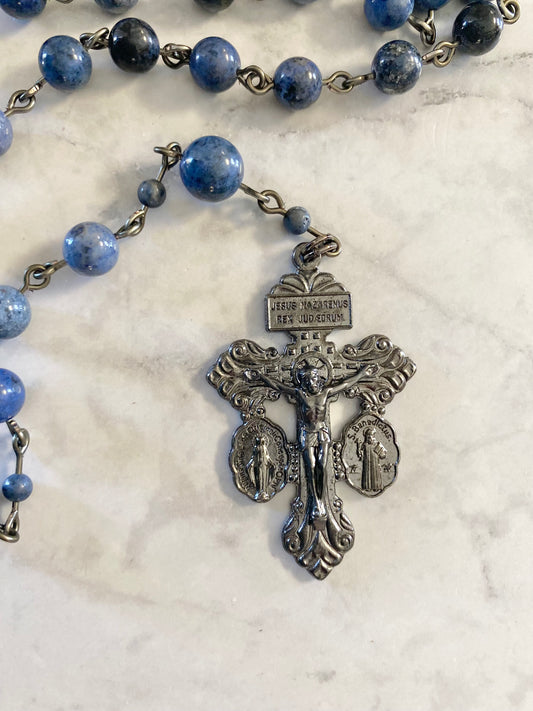 The Midnight Sentinel Pardon Rosary – Dumortierite & Gunmetal