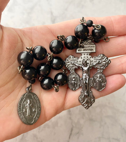 Midnight Black Spinel "Pardon" Pocket Rosary