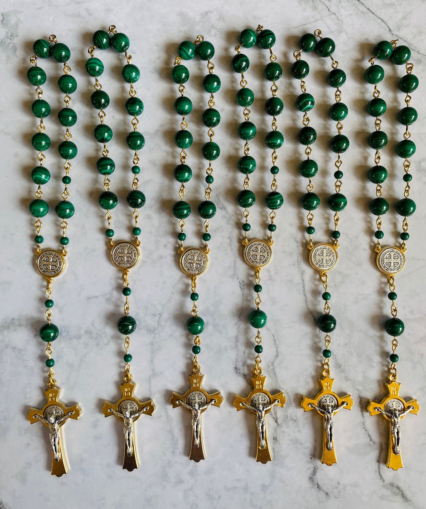 Dark Green Gemstone Mini Rosary