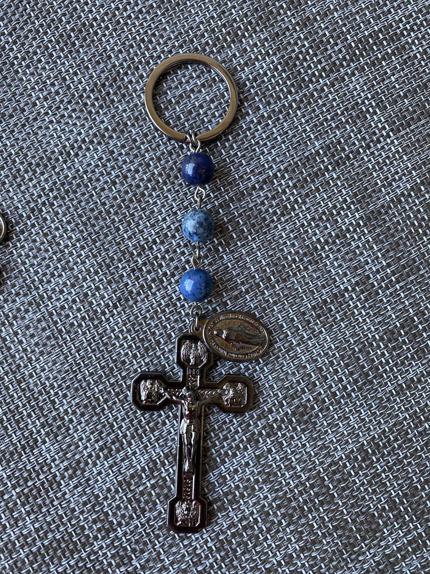 Blue Catholic Rosary Keychain