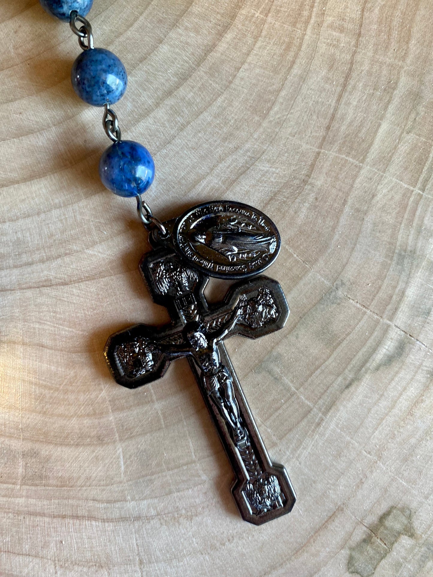 Blue Catholic Rosary Keychain