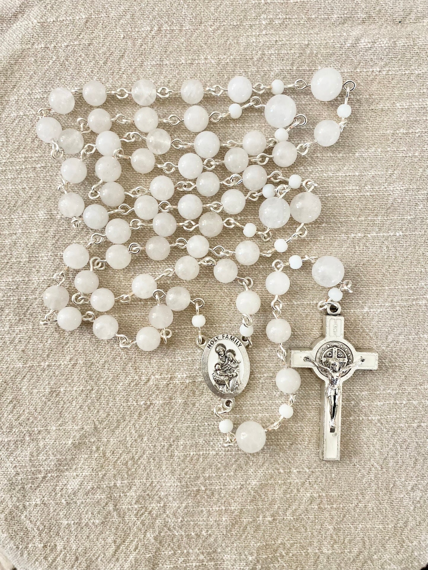 Large Bead White Rosary