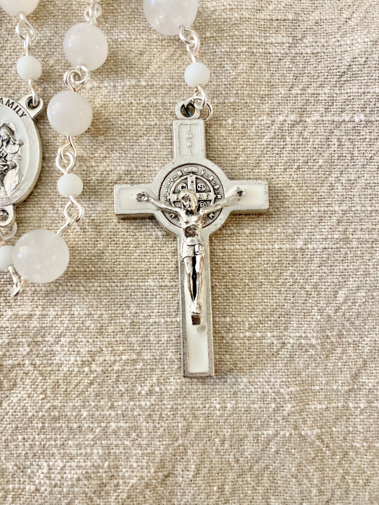 Large Bead White Rosary