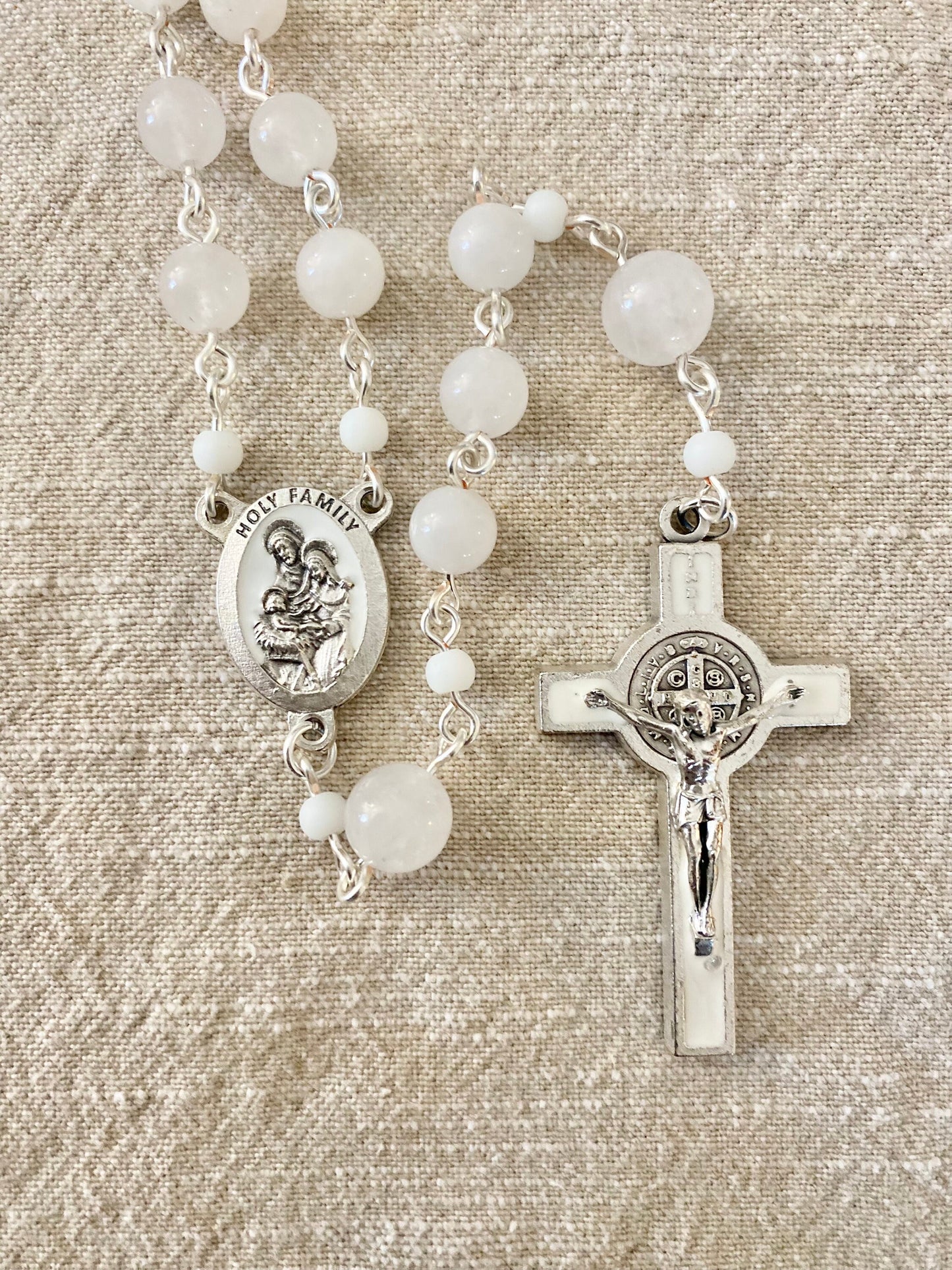Large Bead White Rosary