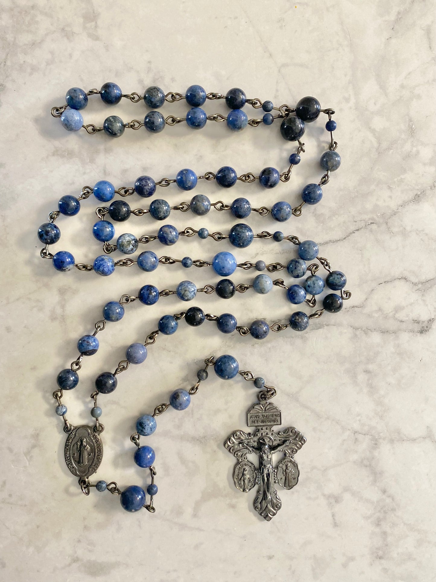 The Midnight Sentinel Pardon Rosary – Dumortierite & Gunmetal