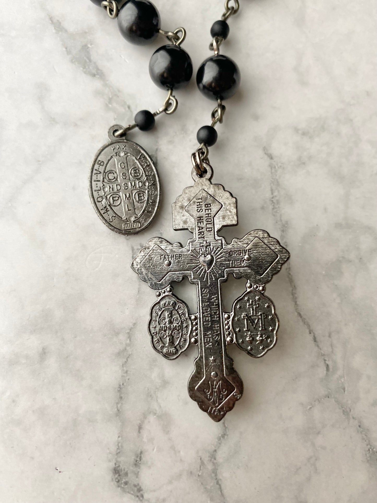 Midnight Black Spinel "Pardon" Pocket Rosary