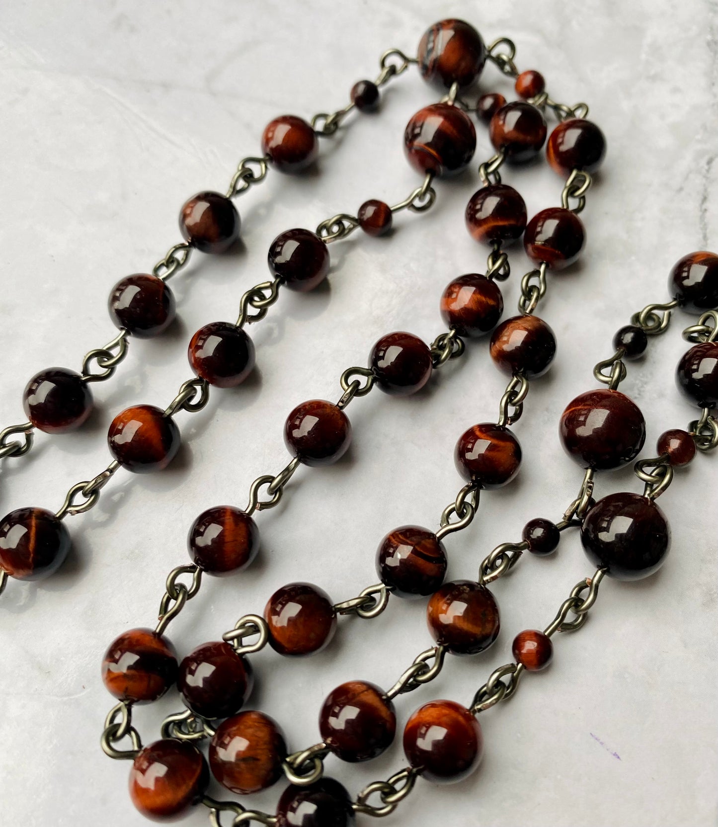 The Precious Blood Heritage Rosary – Red Tiger Eye & Gunmetal