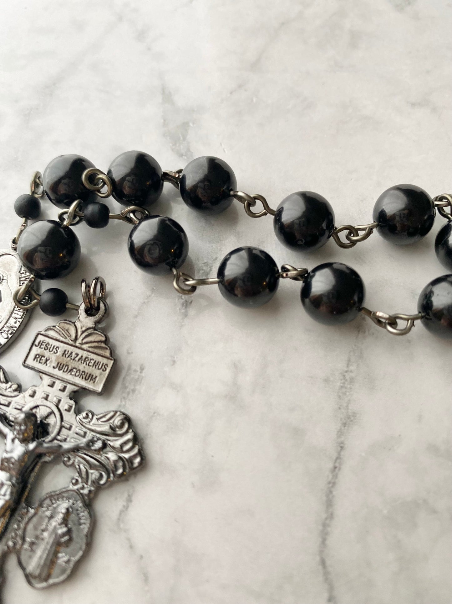 Midnight Black Spinel "Pardon" Pocket Rosary