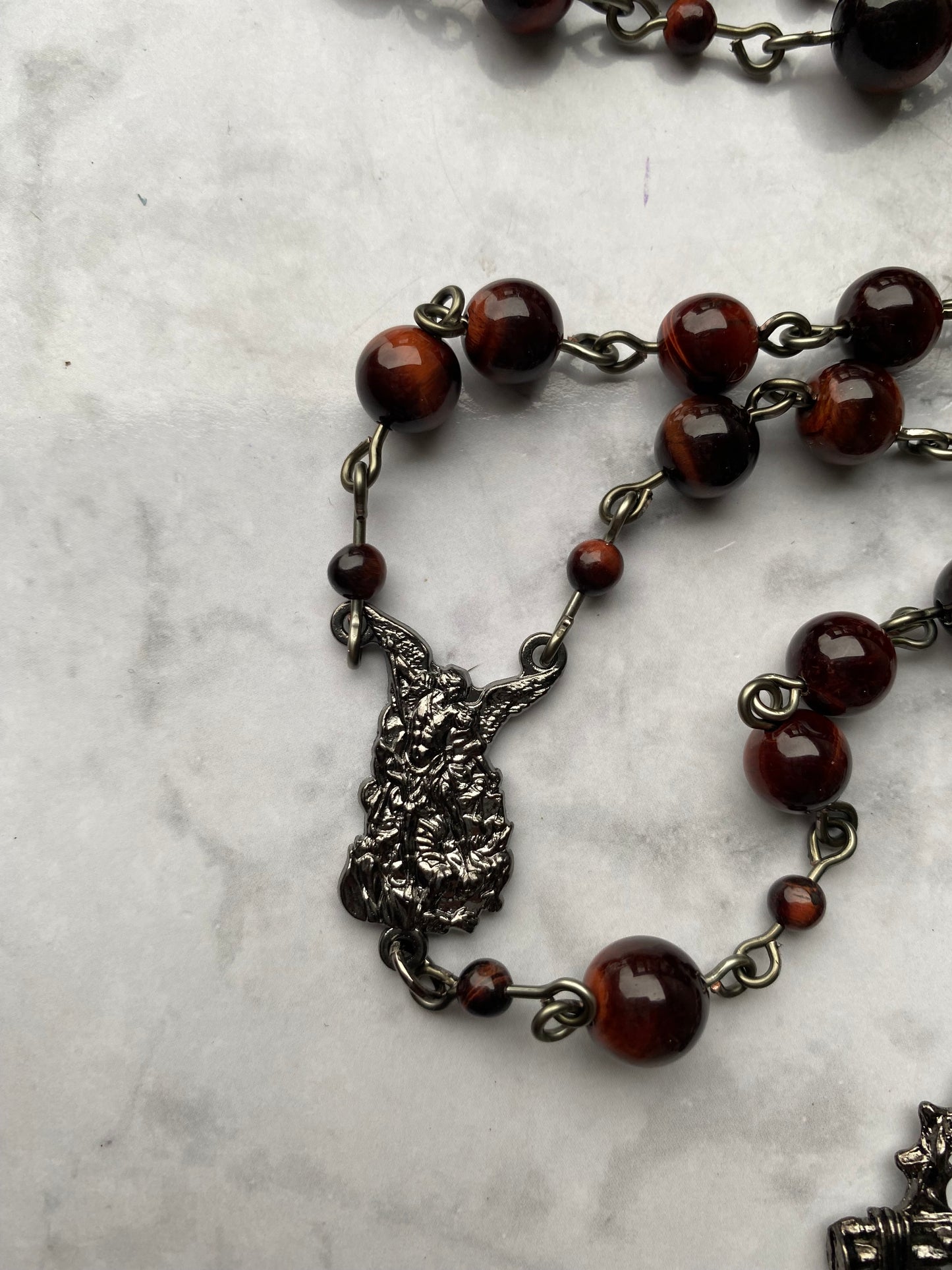 The Precious Blood Heritage Rosary – Red Tiger Eye & Gunmetal