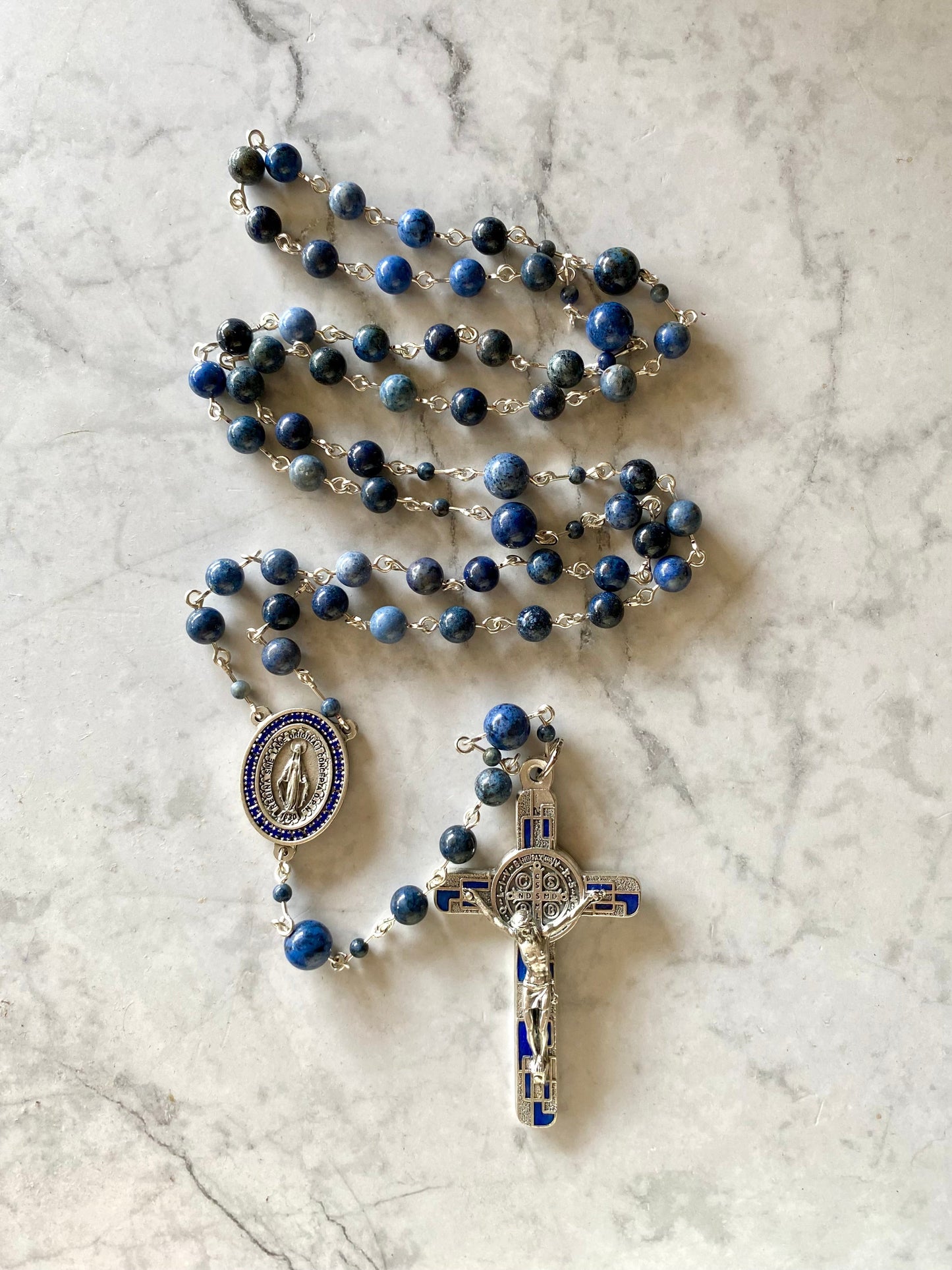 The Marian Vigil Rosary – Dumortierite & Silver