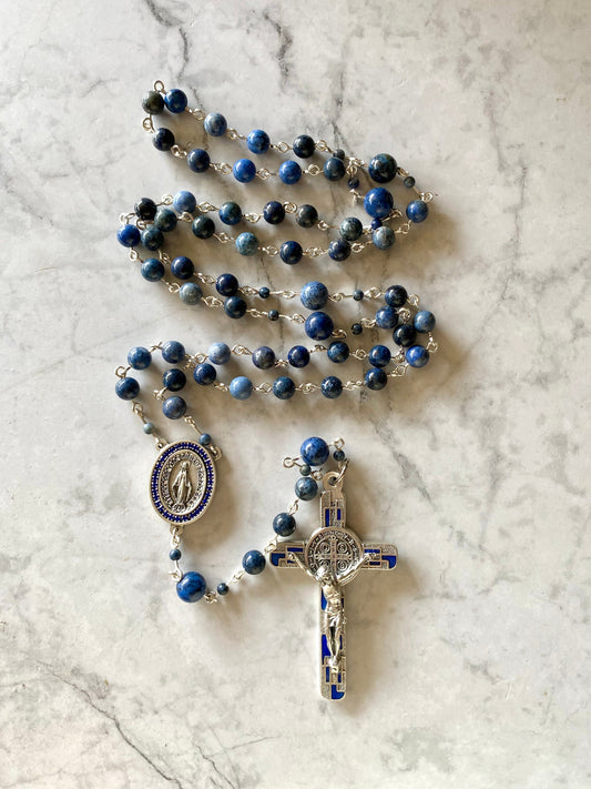 The Marian Vigil Rosary – Dumortierite & Silver