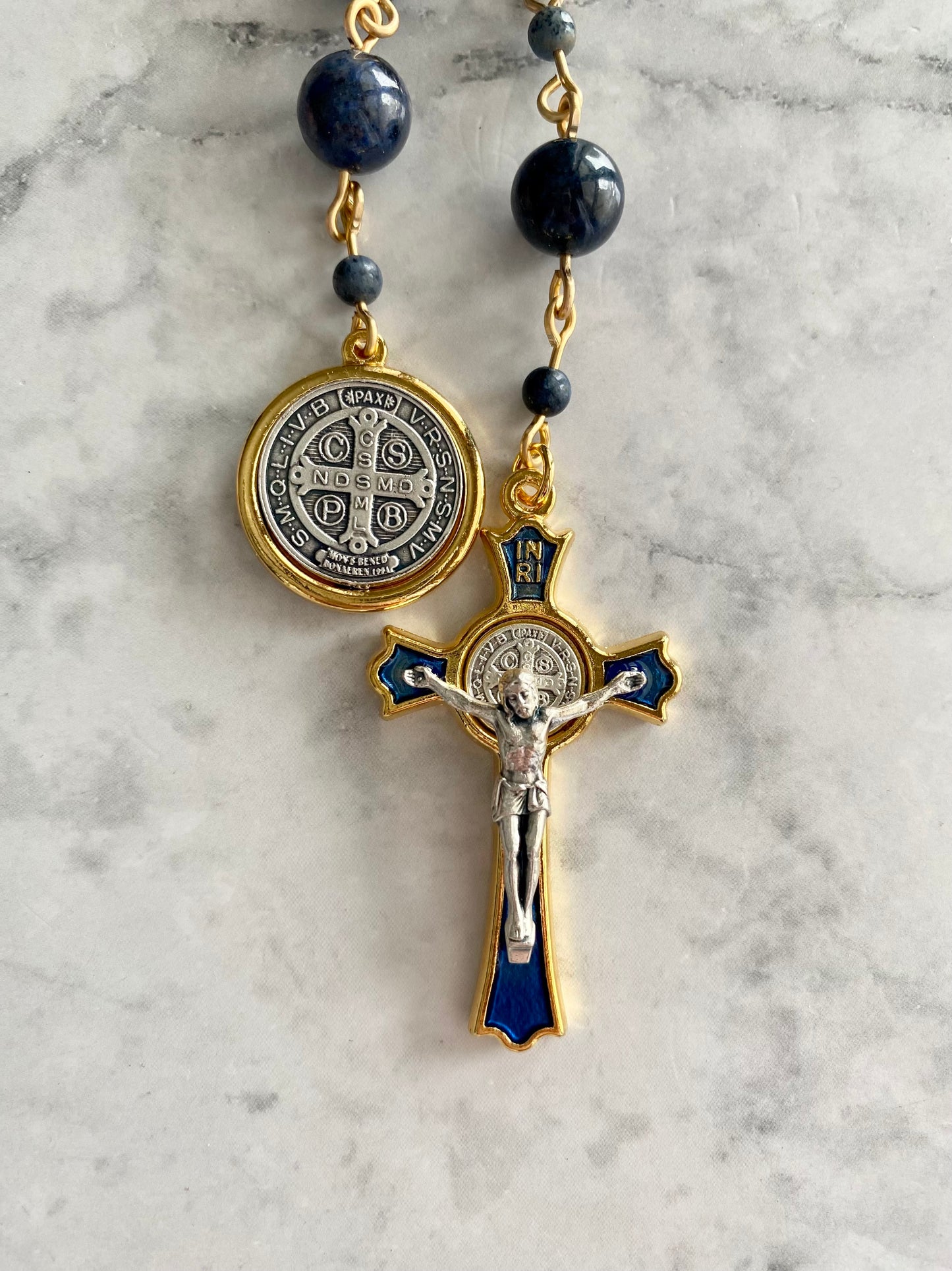 Cobalt & Gold Dumortierite "Guardian" Pocket Rosary