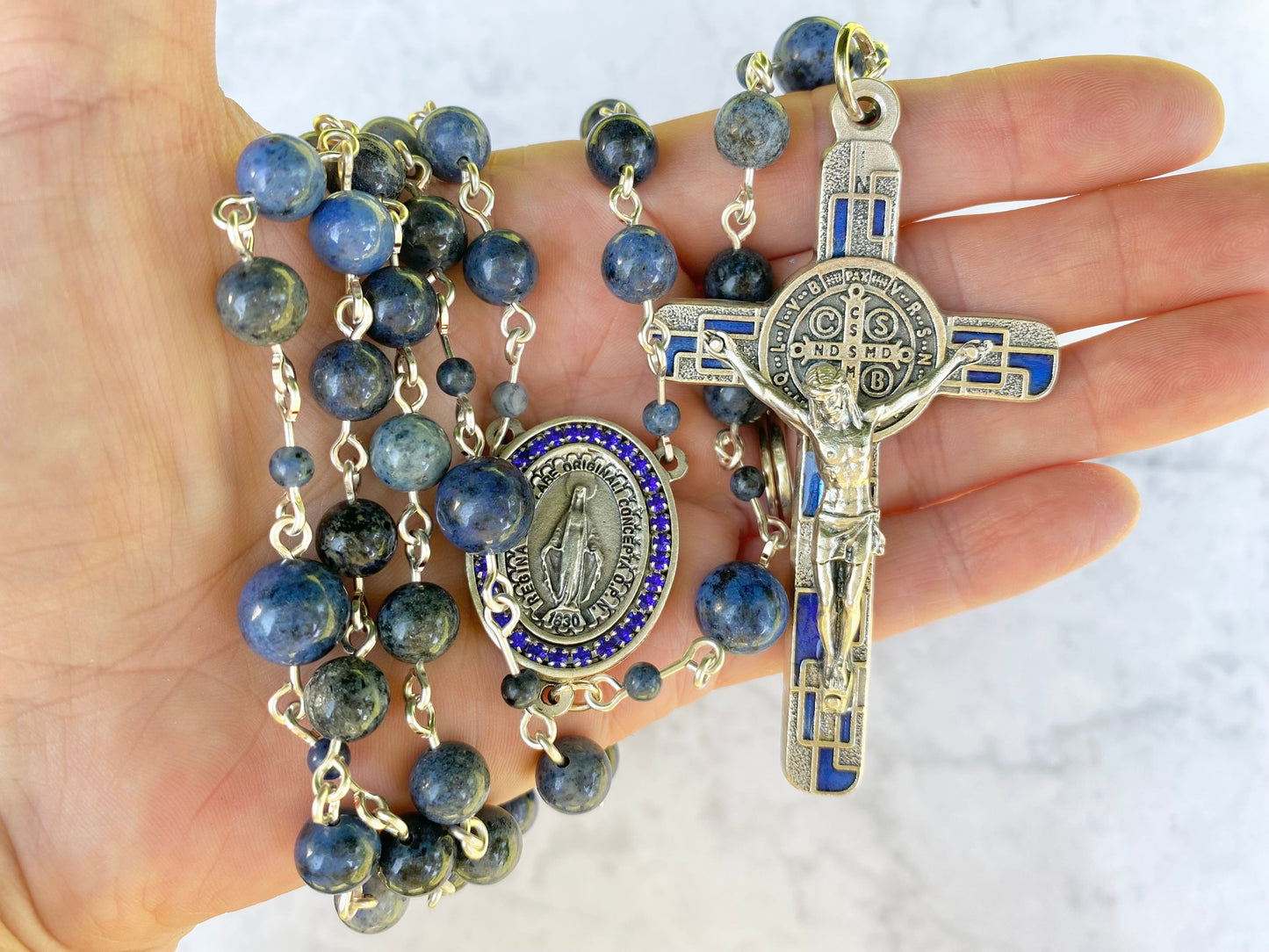 The Marian Vigil Rosary – Dumortierite & Silver