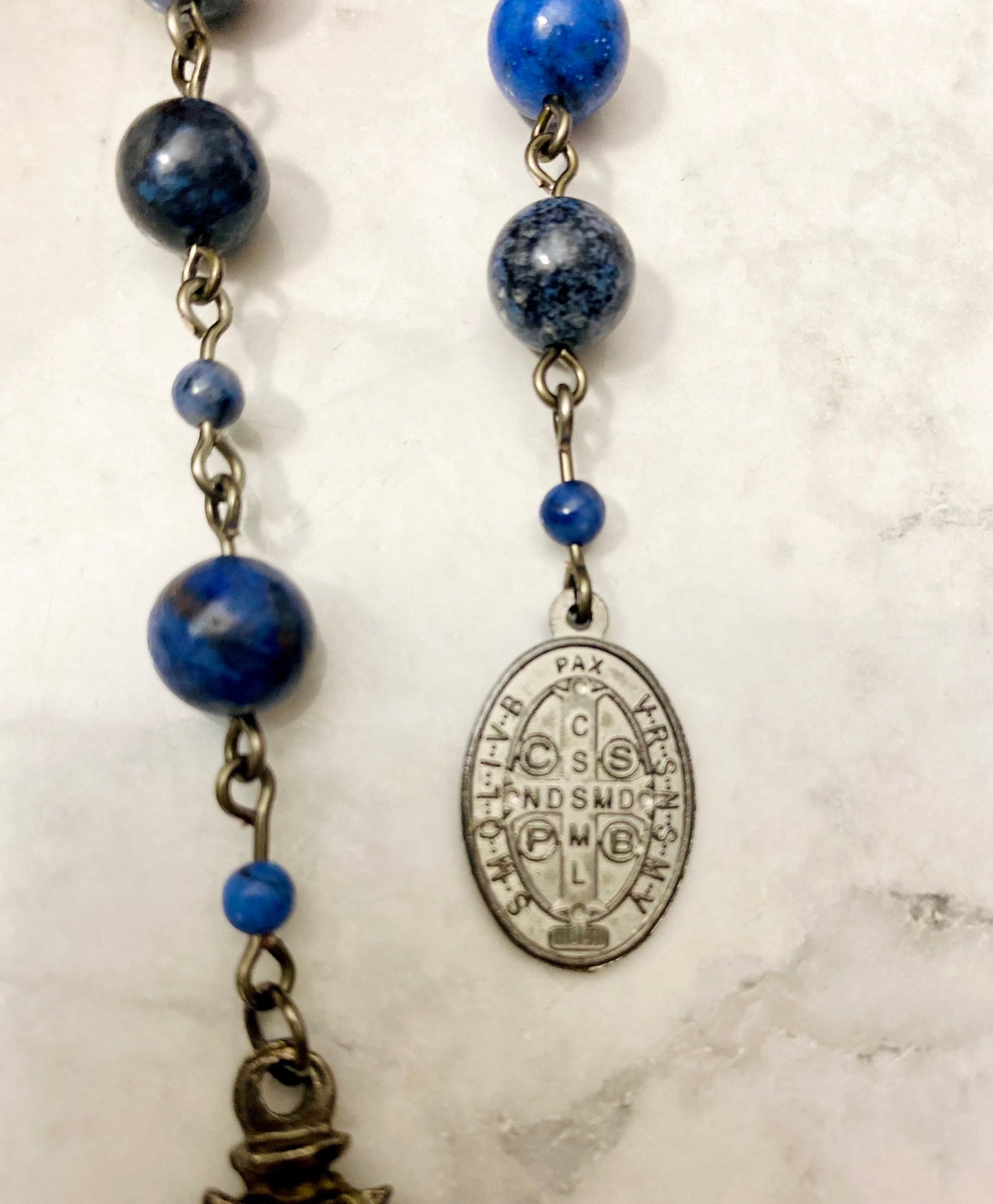 The Midnight Sentinel Pocket Rosary – Dumortierite & Crown of Thorns