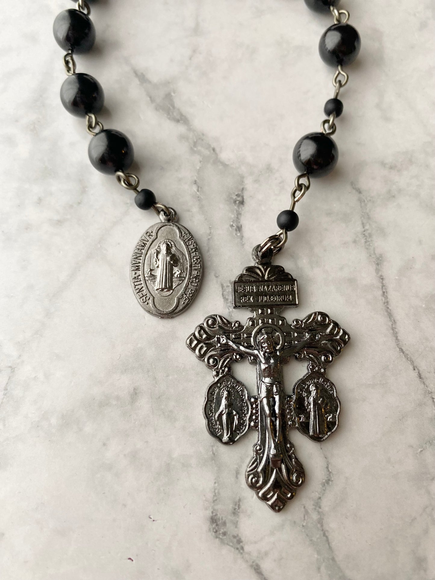Midnight Black Spinel "Pardon" Pocket Rosary
