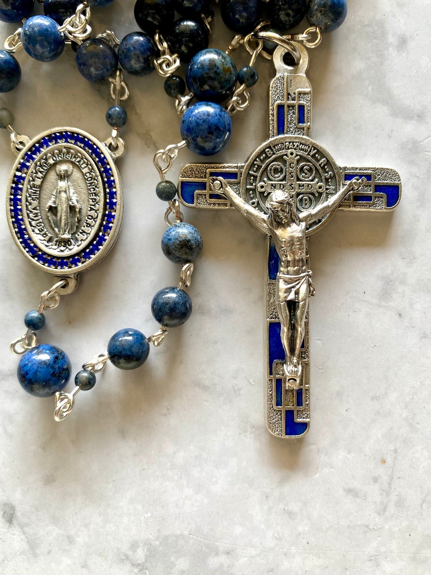 The Marian Vigil Rosary – Dumortierite & Silver