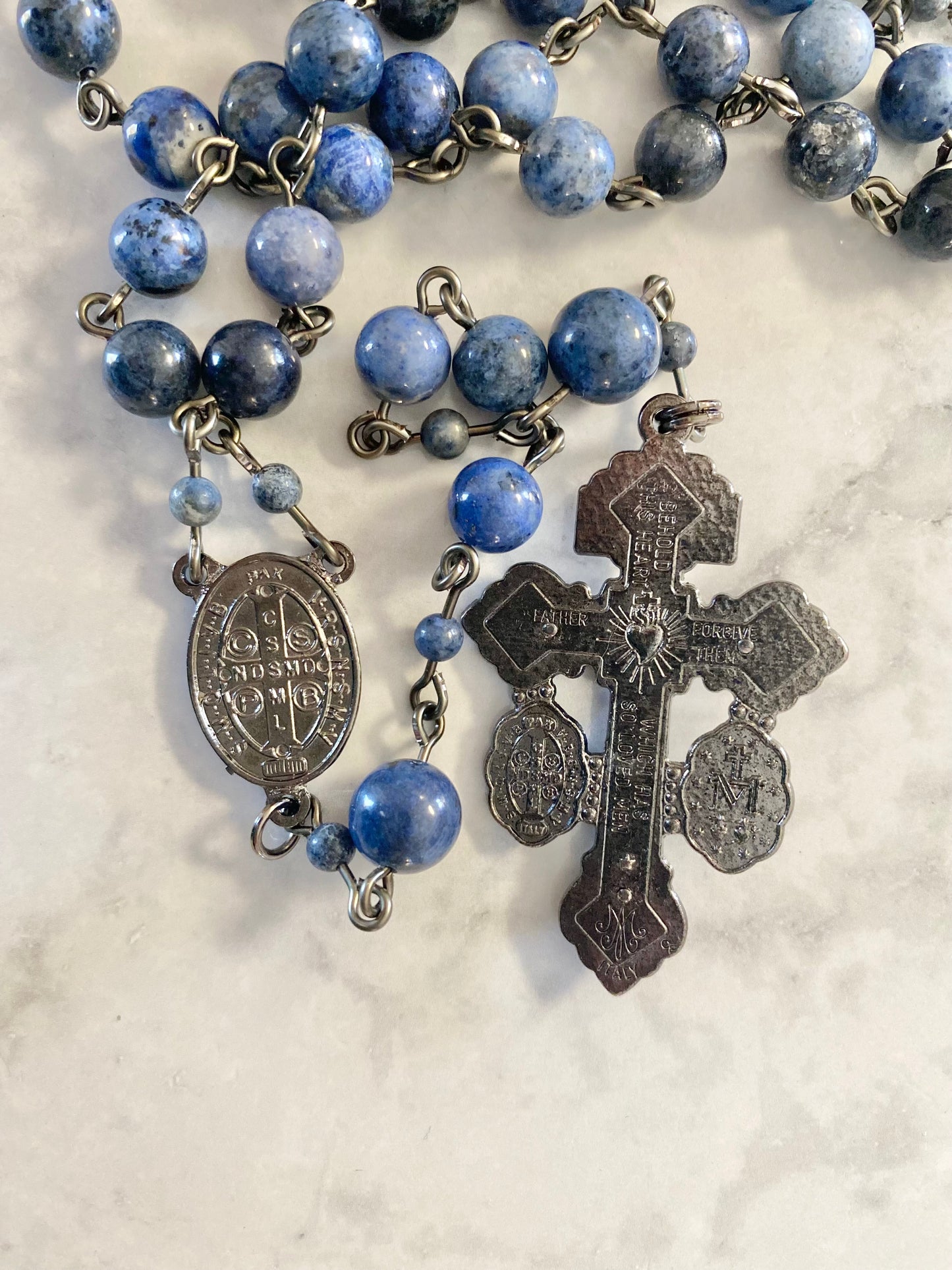 The Midnight Sentinel Pardon Rosary – Dumortierite & Gunmetal
