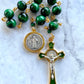 The Verdant Guardian Decade Rosary – Green Tiger Eye & St. Benedict