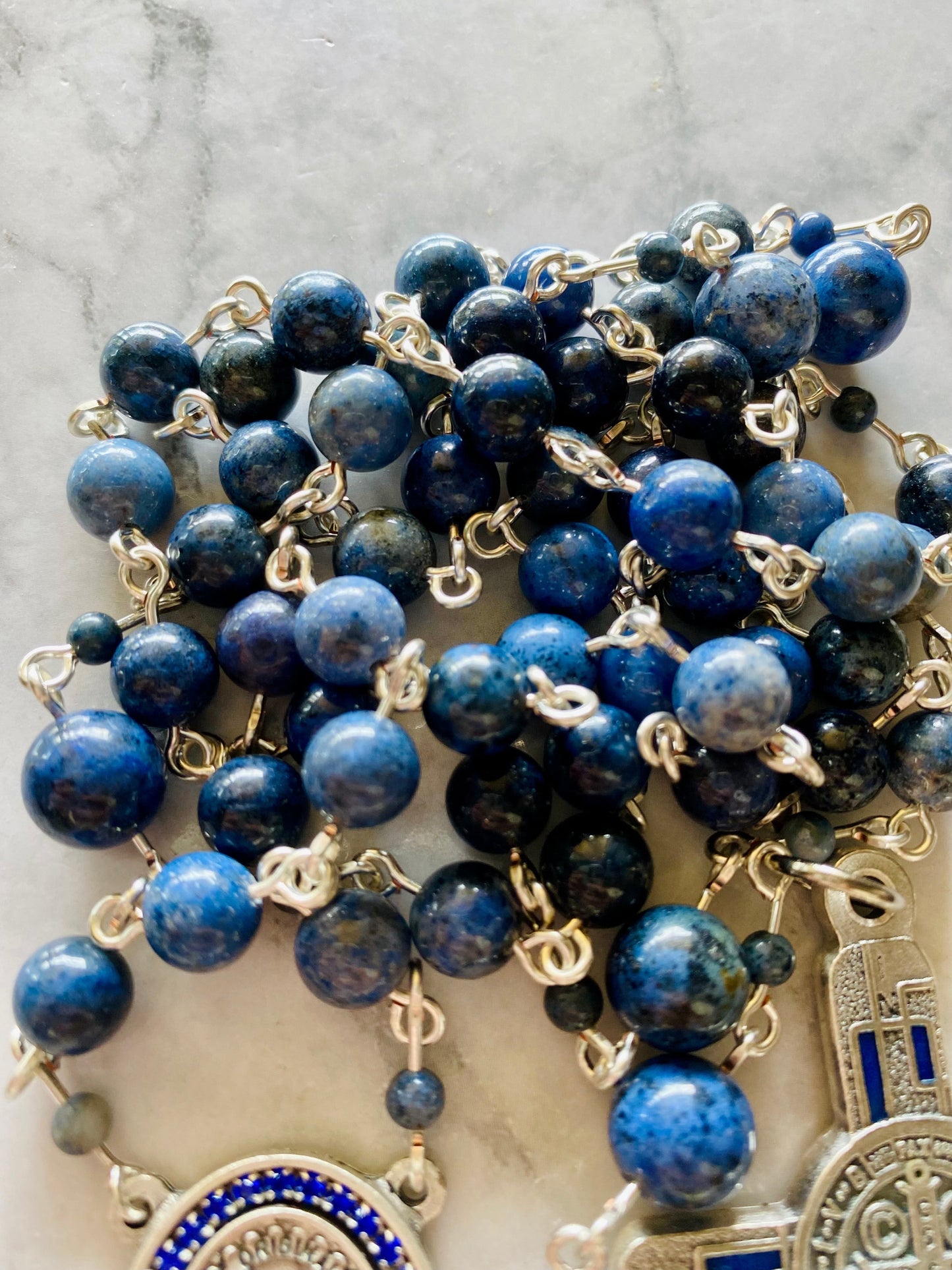 The Marian Vigil Rosary – Dumortierite & Silver