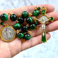 The Verdant Guardian Decade Rosary – Green Tiger Eye & St. Benedict