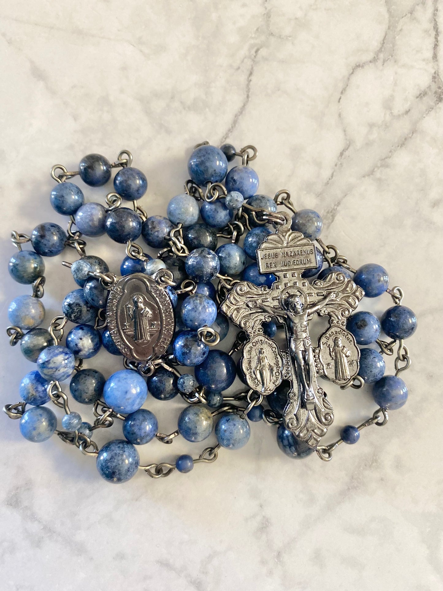 The Midnight Sentinel Pardon Rosary – Dumortierite & Gunmetal