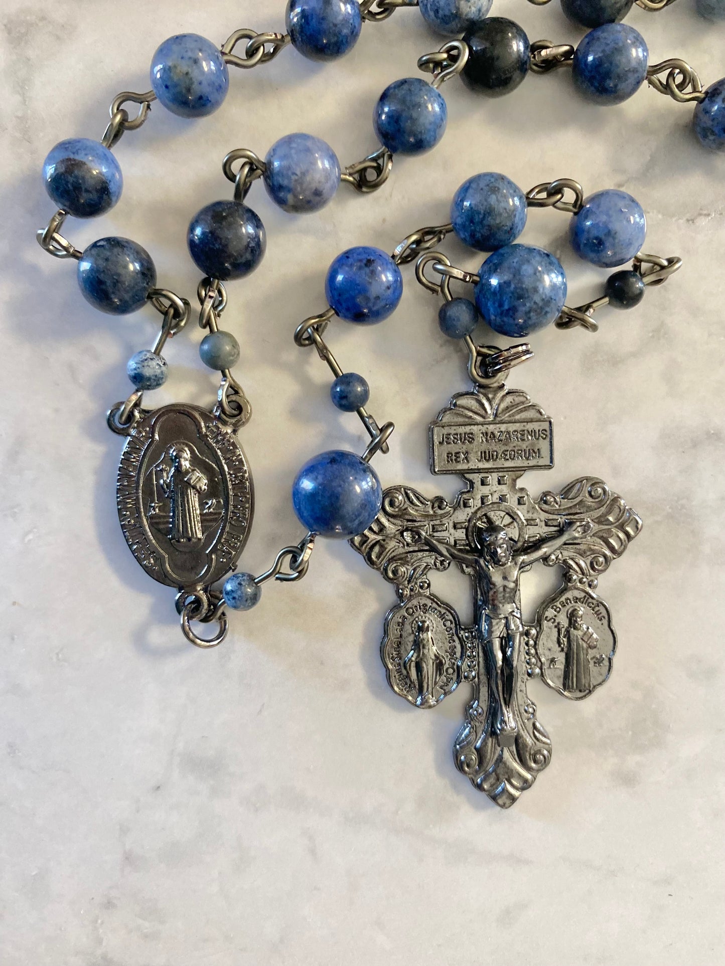 The Midnight Sentinel Pardon Rosary – Dumortierite & Gunmetal