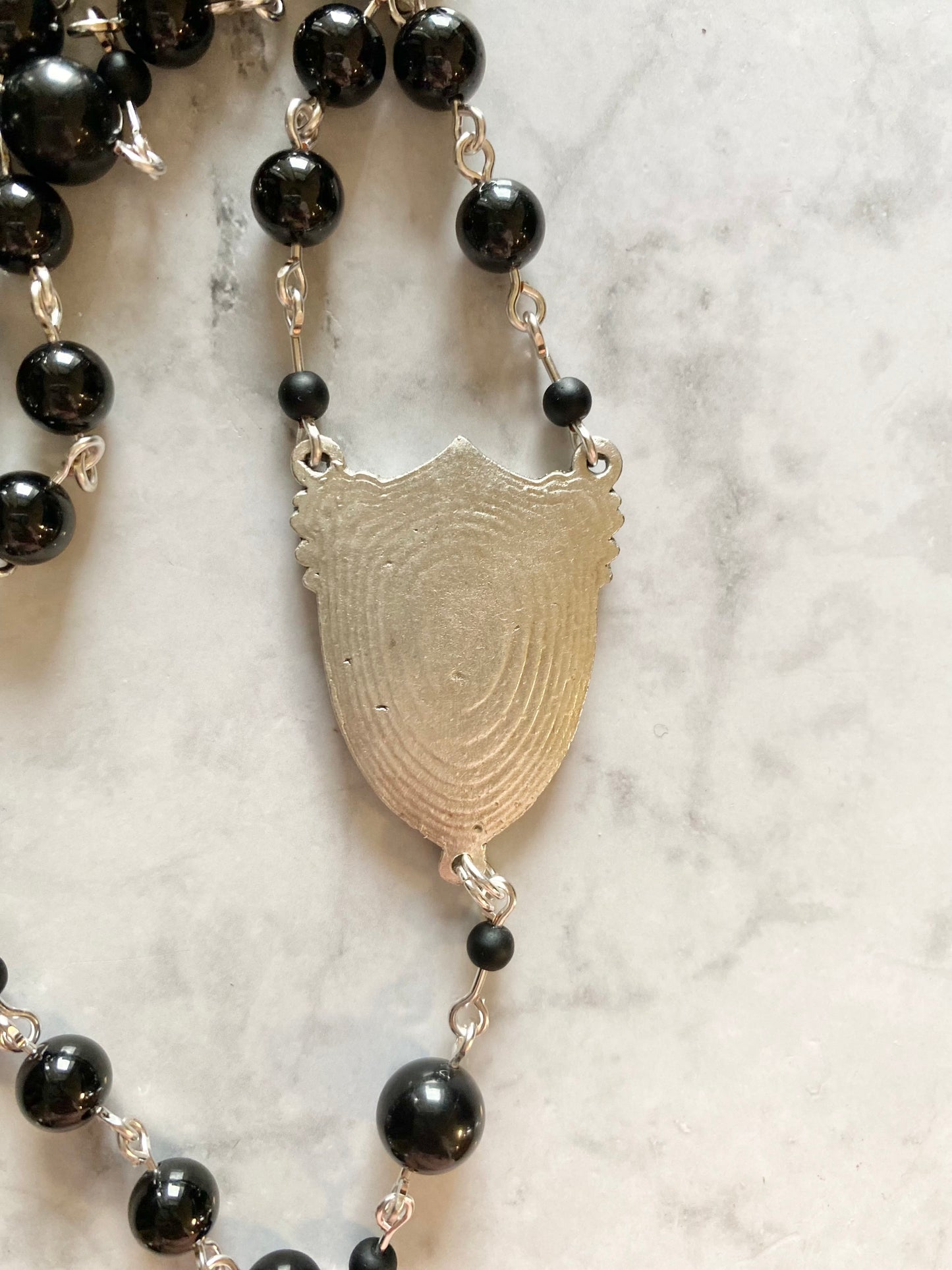 The Iron Vigil Rosary – Black Spinel & Silver