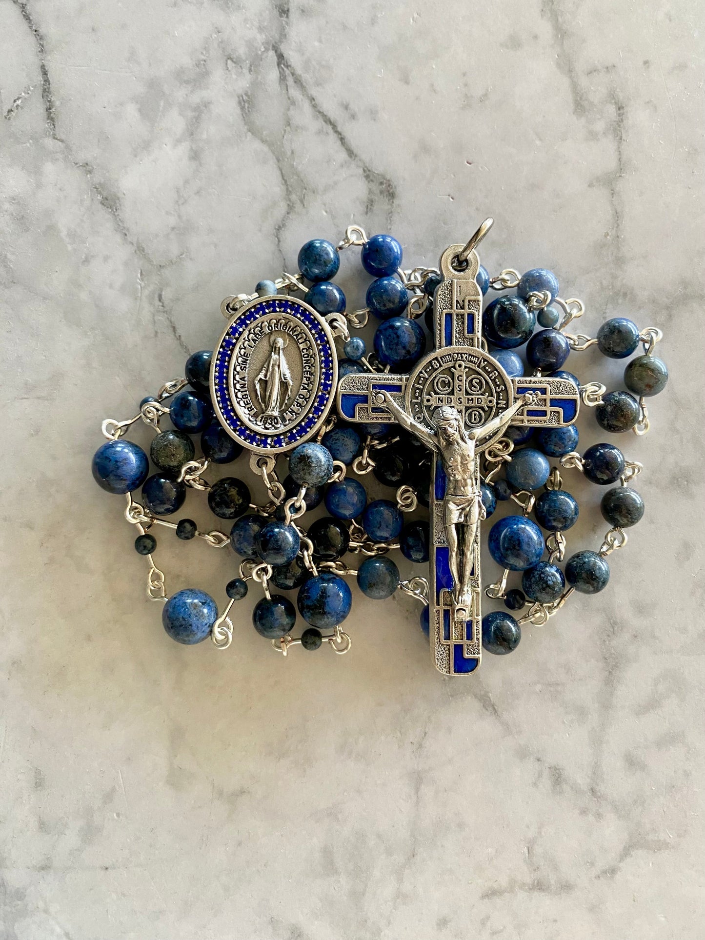 The Marian Vigil Rosary – Dumortierite & Silver