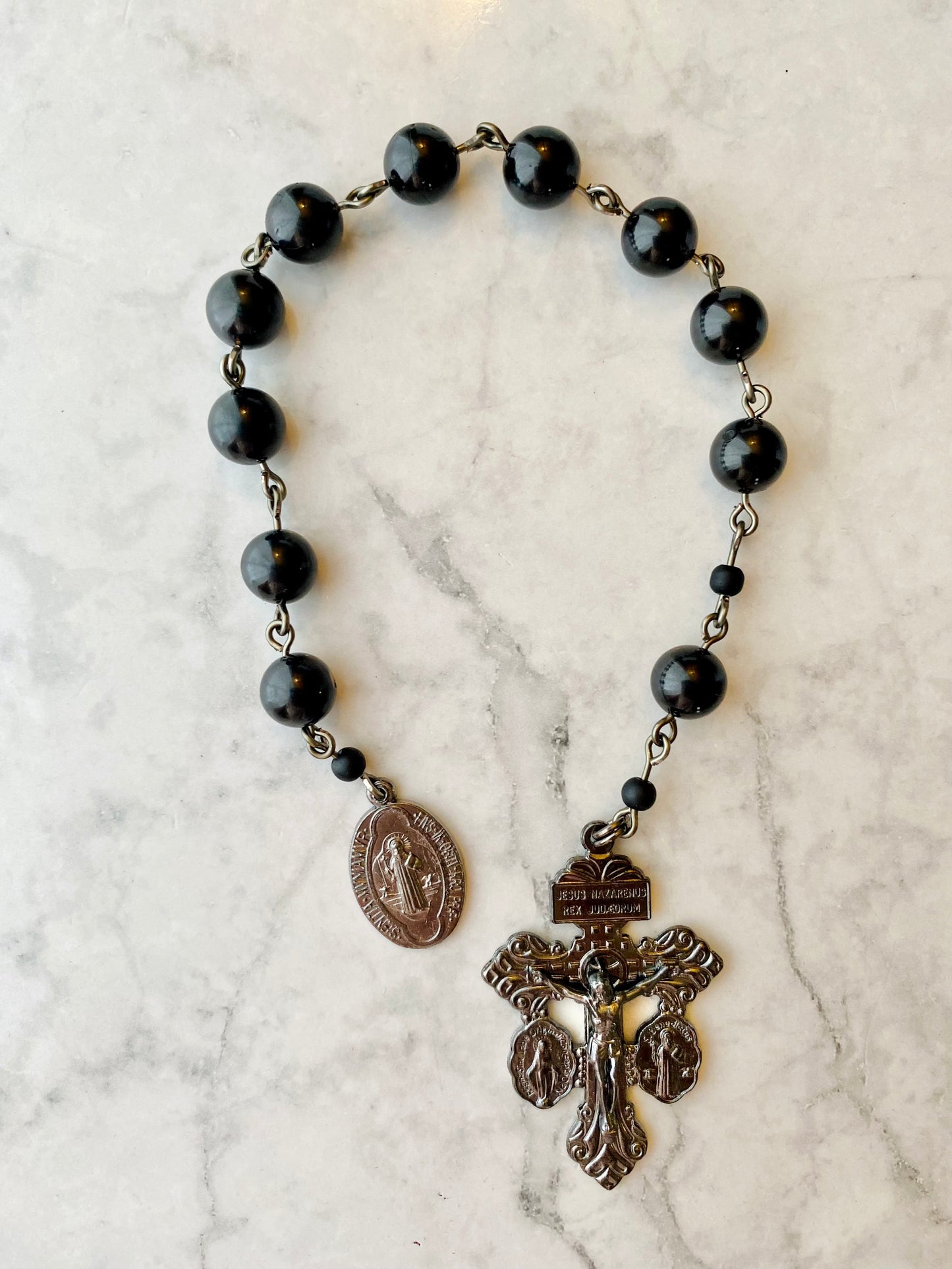 Midnight Black Spinel "Pardon" Pocket Rosary