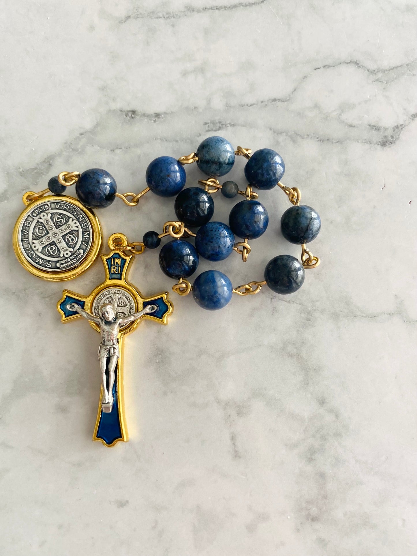 Cobalt & Gold Dumortierite "Guardian" Pocket Rosary