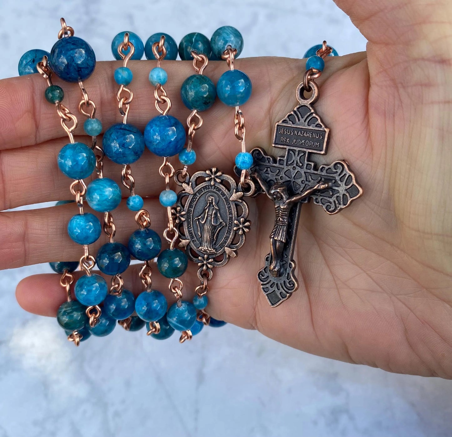 Blue Green Gemstone Rosary