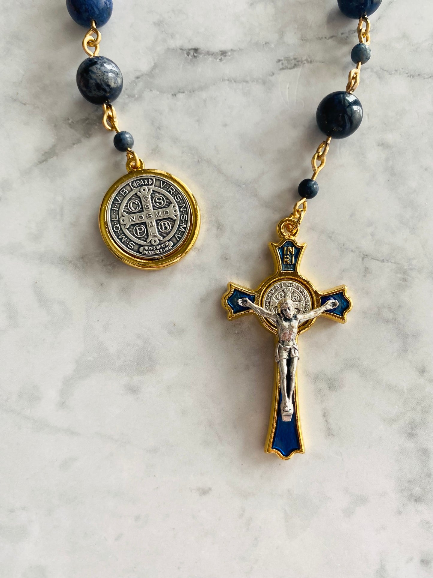Cobalt & Gold Dumortierite "Guardian" Pocket Rosary