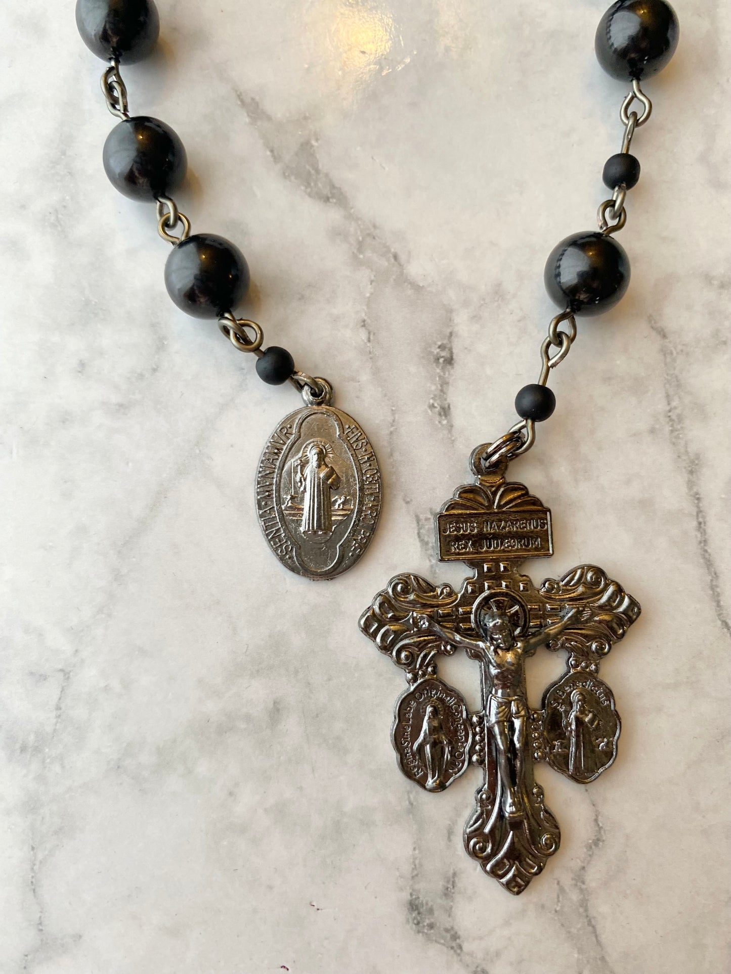 Midnight Black Spinel "Pardon" Pocket Rosary