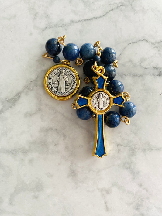Cobalt & Gold Dumortierite "Guardian" Pocket Rosary