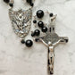 The Iron Vigil Rosary – Black Spinel & Silver