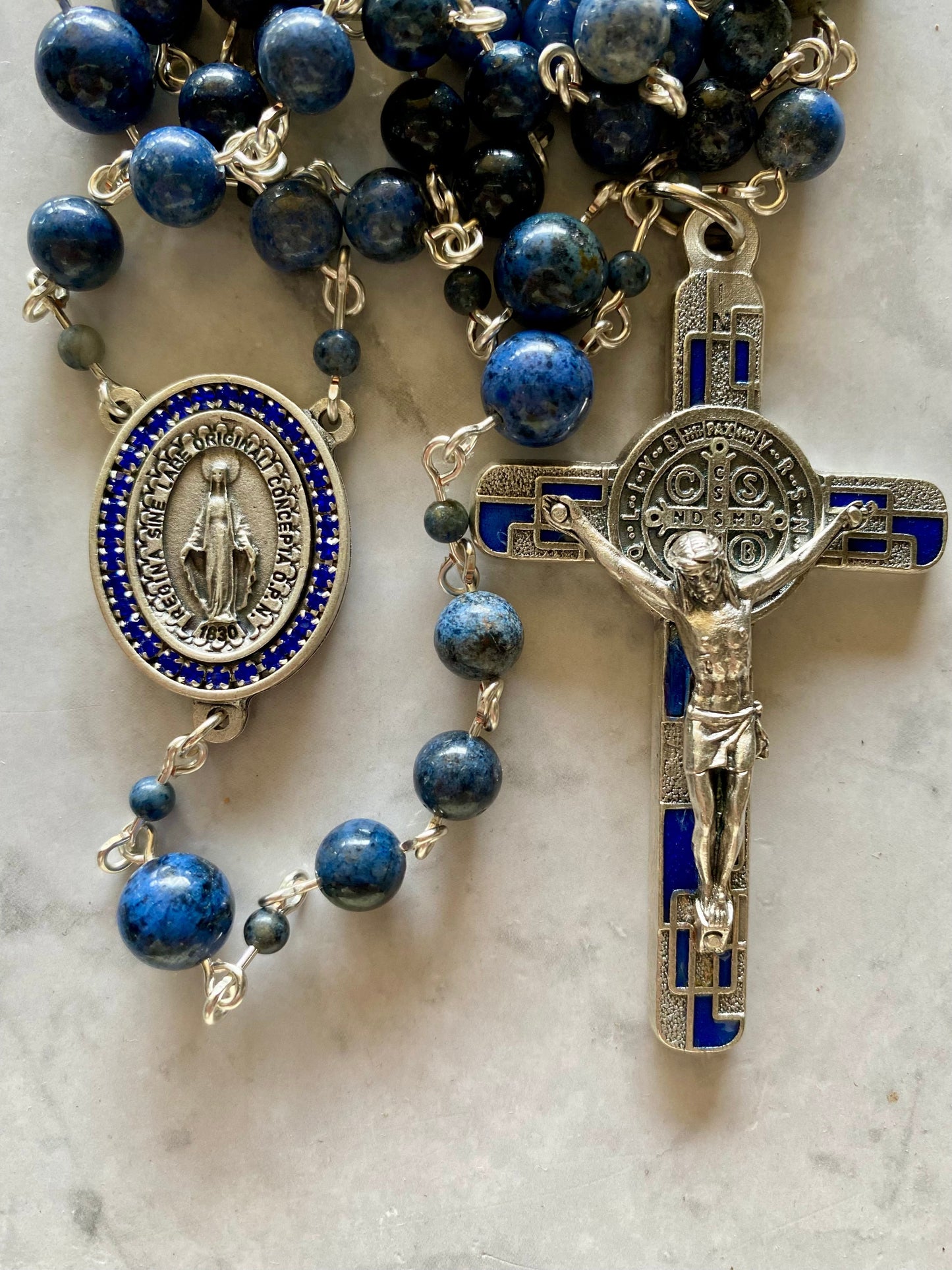 The Marian Vigil Rosary – Dumortierite & Silver
