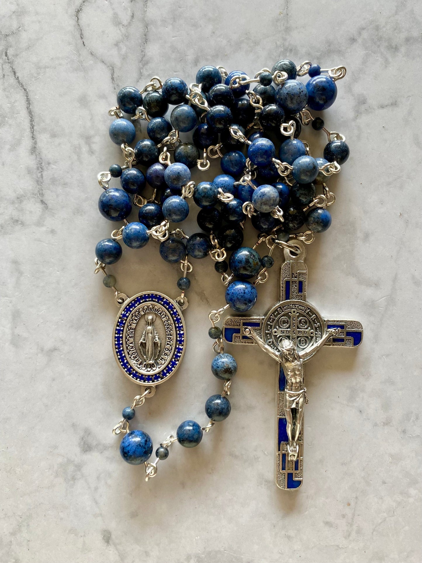 The Marian Vigil Rosary – Dumortierite & Silver