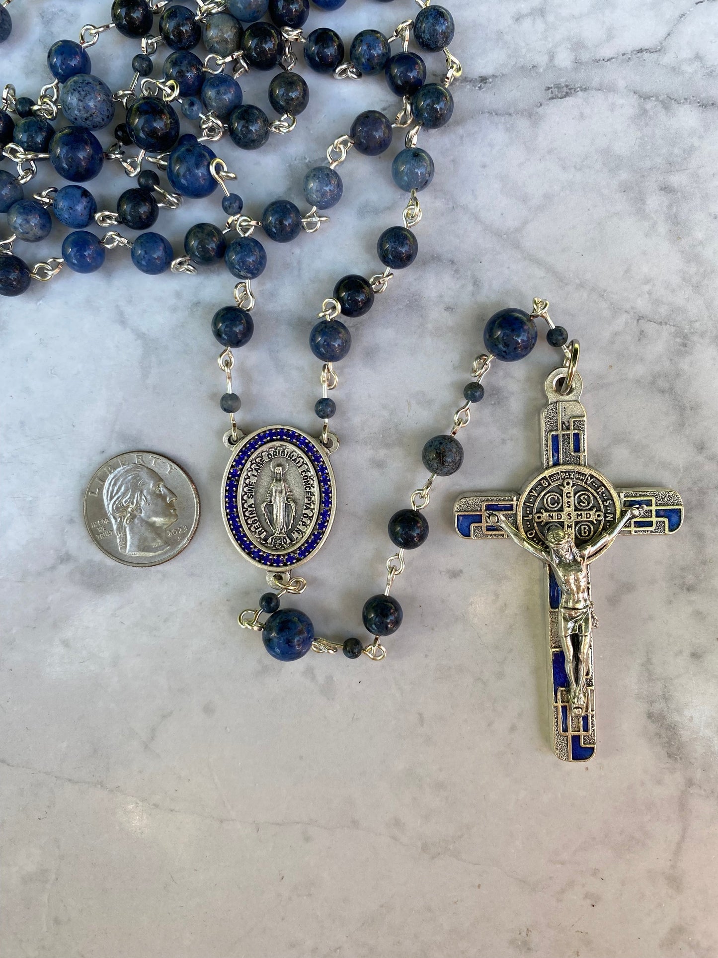 The Marian Vigil Rosary – Dumortierite & Silver