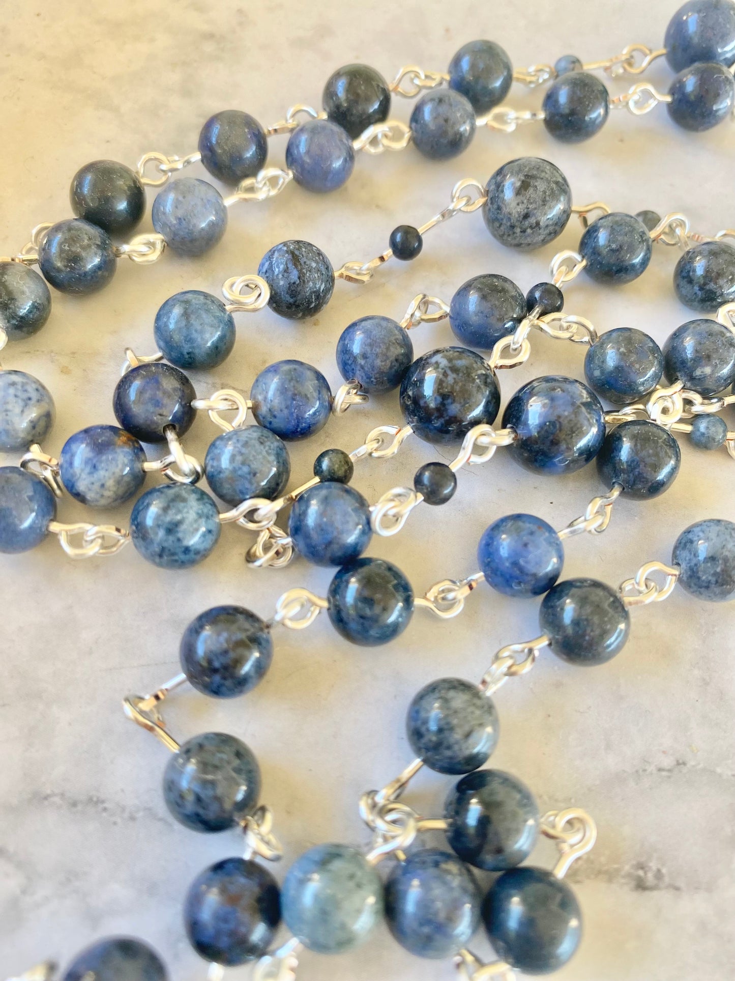 The Holy Family Midnight Ocean Rosary – Dumortierite & Blue Enamel