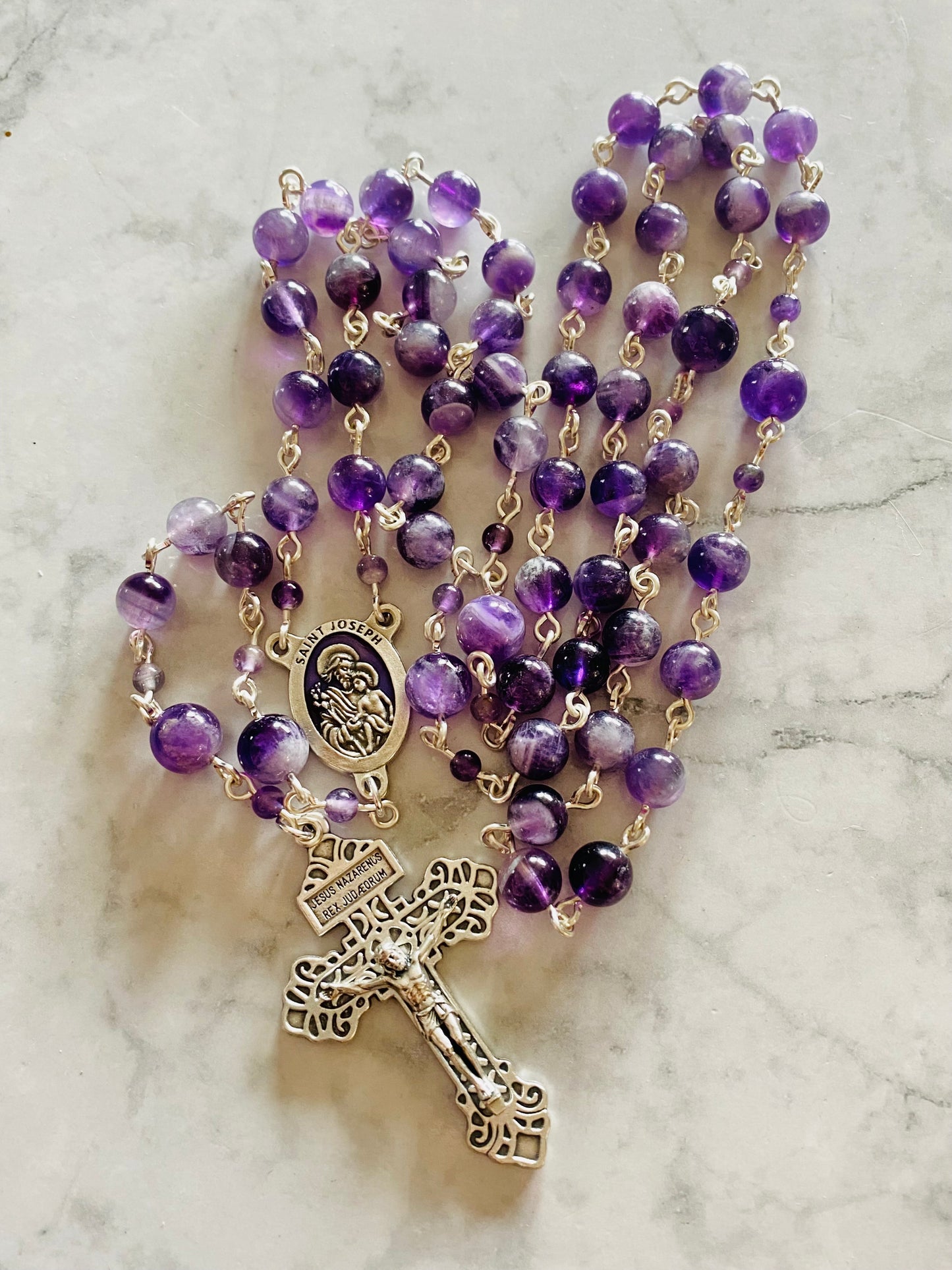 Large Bead Purple Rosary