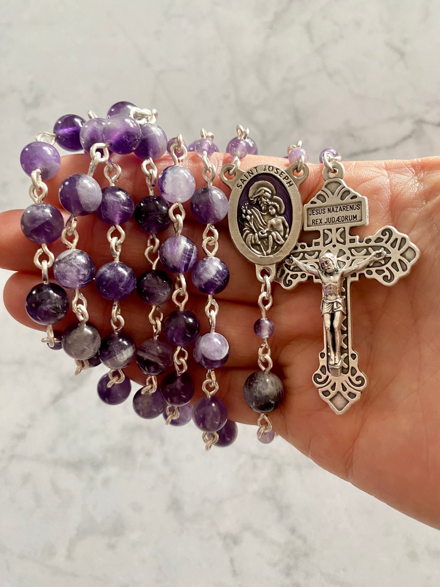 Large Bead Purple Rosary