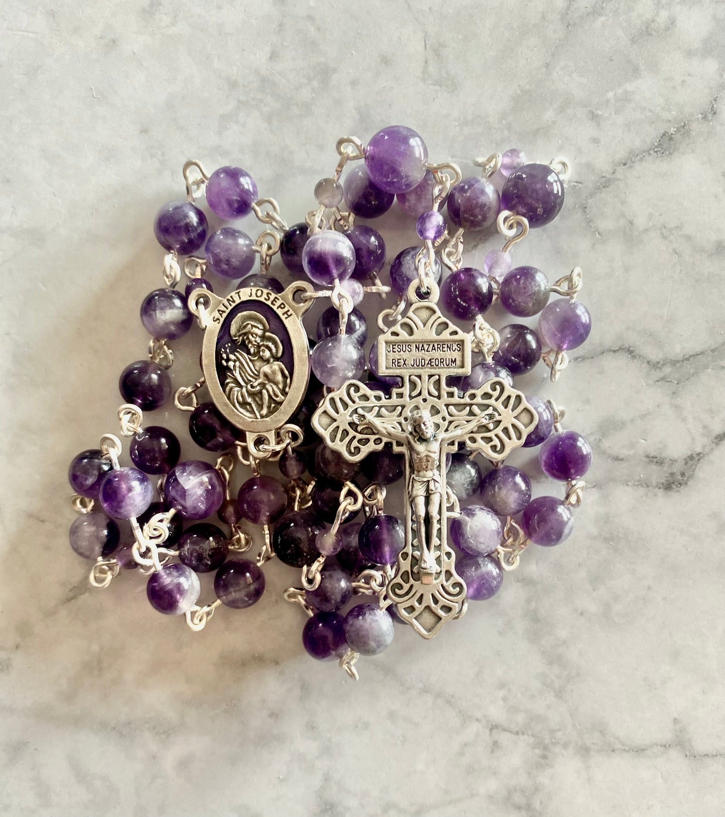 Large Bead Purple Rosary