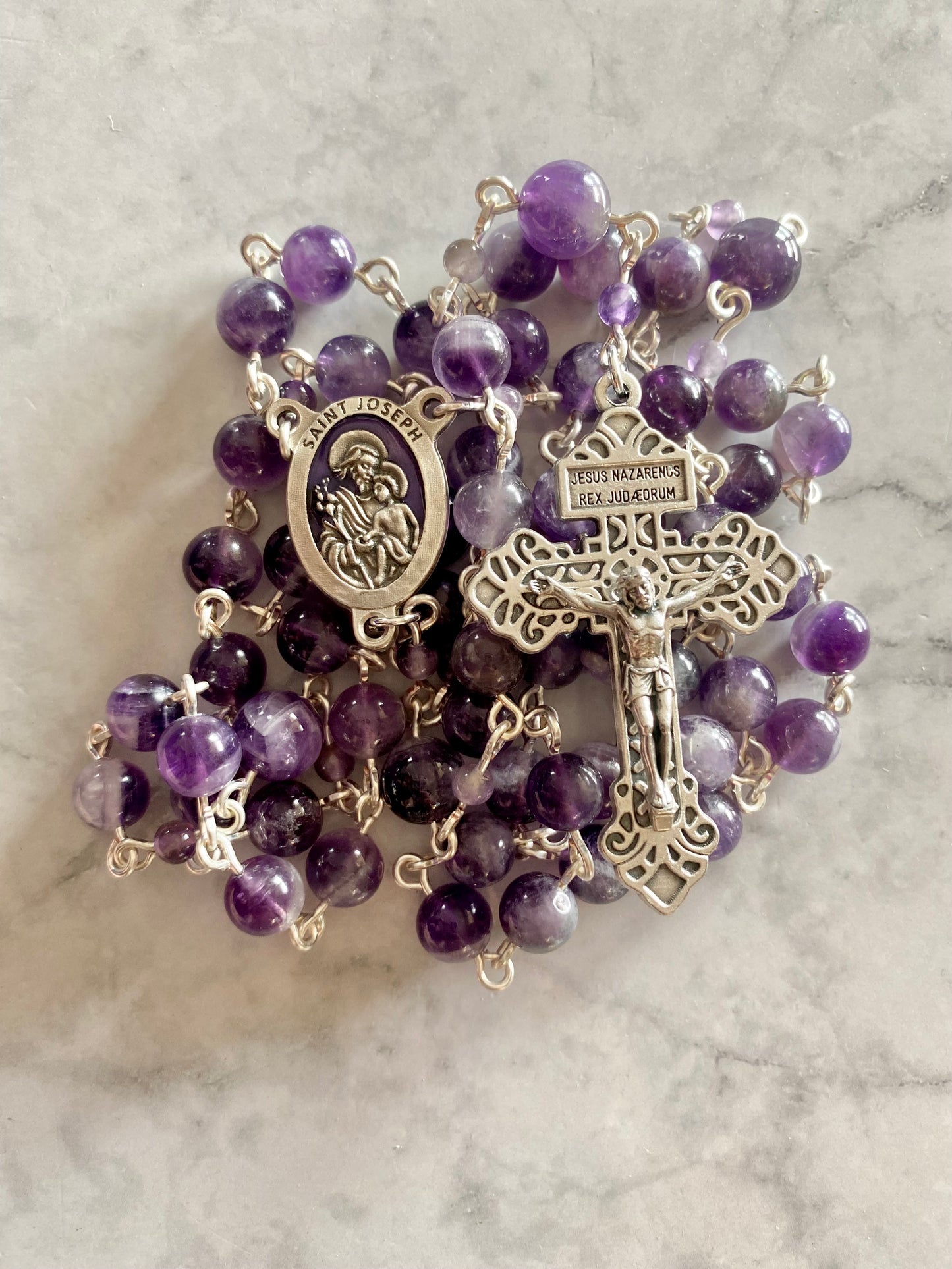 Large Bead Purple Rosary