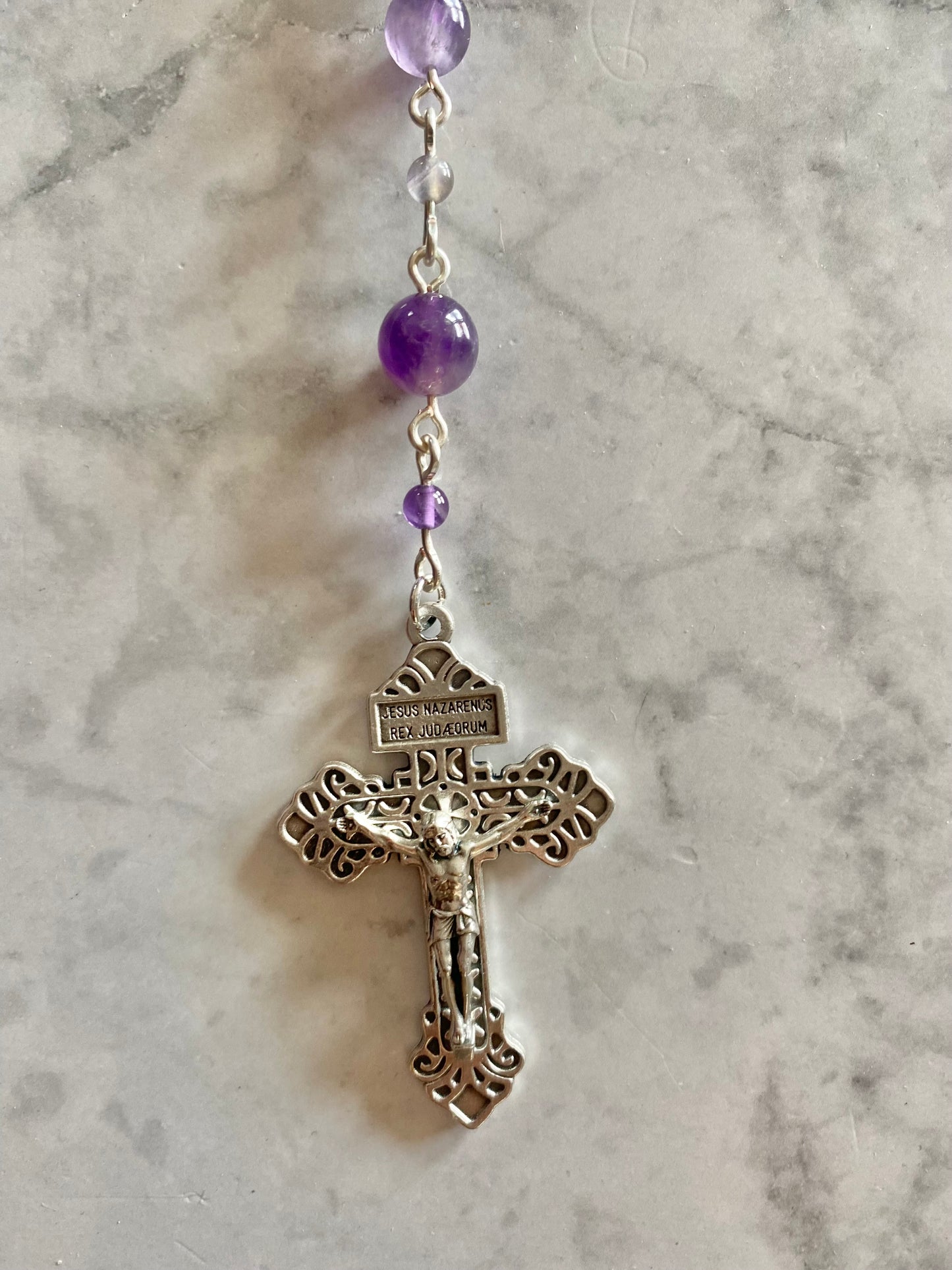 Large Bead Purple Rosary