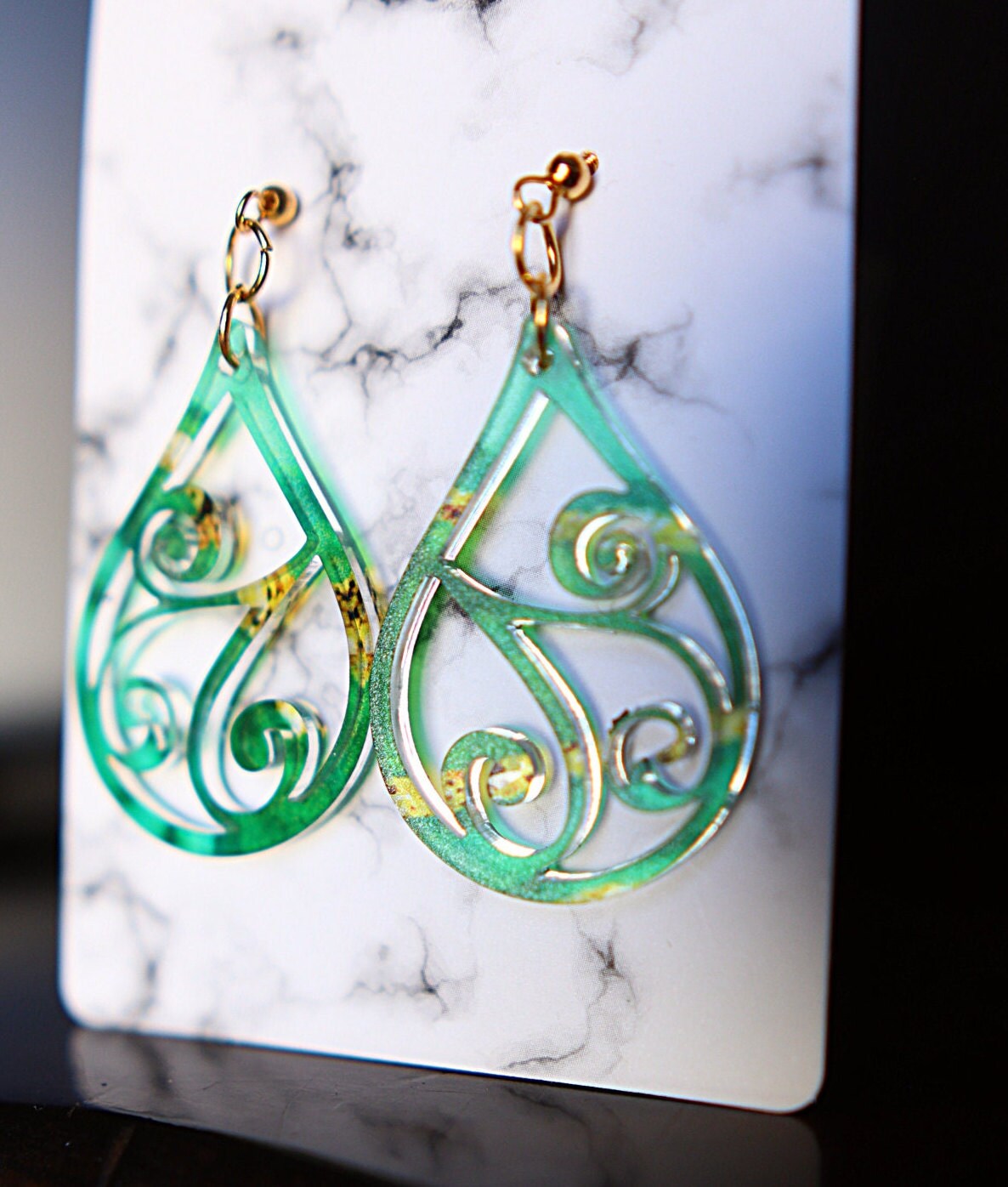 Emerald and Gold Earrings