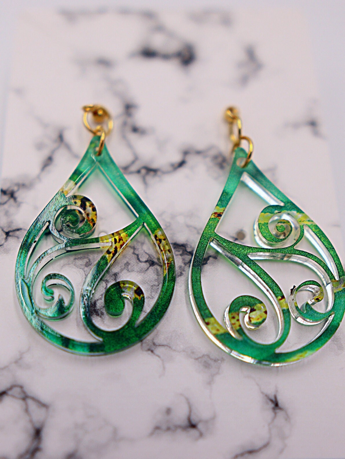 Emerald and Gold Earrings