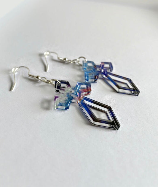 Purple Cross Earrings