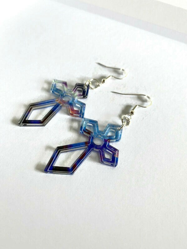 Purple Cross Earrings