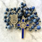 Blue Enamel St. Benedict Crucifix Gemstone Rosary